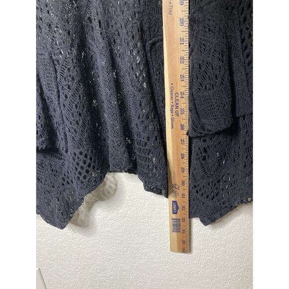 Lily Crochet Vest Womens Large Black Pullover Asymmetrical Hem Sleeveless - Picture 8 of 9